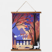 Twilight Forest Christmas Santa Sleigh Wandteppich Mit Holzrahmen (Vorderseite)