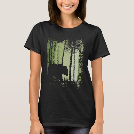 Twilight Forest Outdoor Romantic Grizzly Bear Silh T-Shirt (Vorderseite)