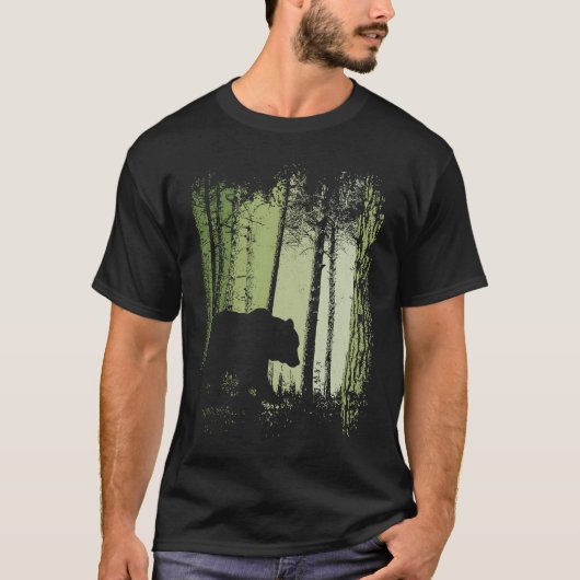 Twilight Forest Outdoor Romantic Grizzly Bear Silh T-Shirt (Vorderseite)