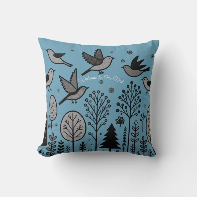 Twilight Forest Vögel Kissen (Vorderseite)