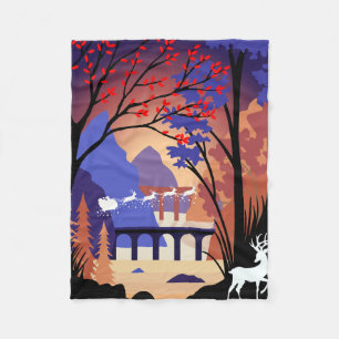 Twilight Forest Weihnachten Santa Schlitten Fleecedecke