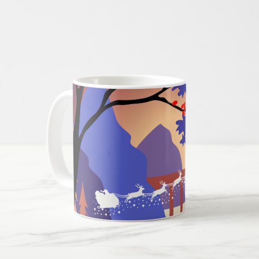 Twilight Forest Weihnachten Santa Schlitten Kaffeetasse (Vorderseite Links)