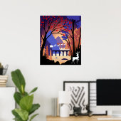 Twilight Forest Weihnachten Santa Schlitten Poster (Heimbüro)