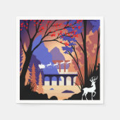 Twilight Forest Weihnachten Santa Schlitten Serviette (Vorderseite)