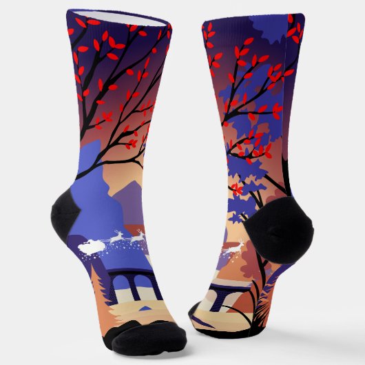Twilight Forest Weihnachten Santa Schlitten Socken (Gewinkelt)