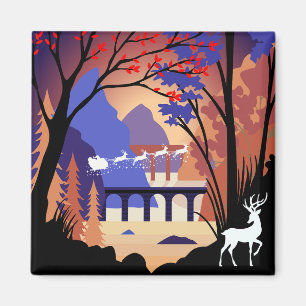 Twilight Forest Weihnachts-Santa-Schlitten Magnet