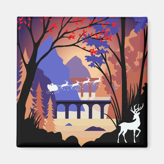 Twilight Forest Weihnachts-Santa-Schlitten Magnet (Vorne)