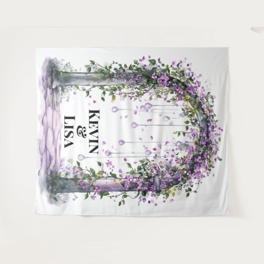 Twilight Garden Arch Wedding Background Wandteppich (Vorderseite (Horizontal))