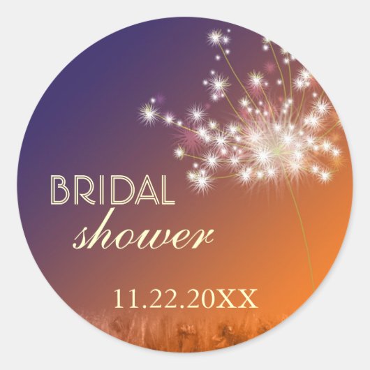 Twilight Garden Dandelion Brautparty Runder Aufkleber (Vorderseite)