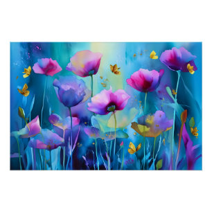 Twilight Garden: Poppies und Golden Wings Poster