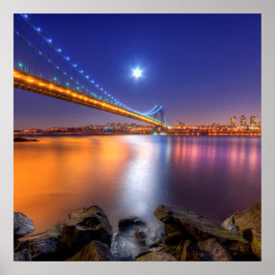 Twilight, George Washington Bridge, Palisades, NJ. Poster