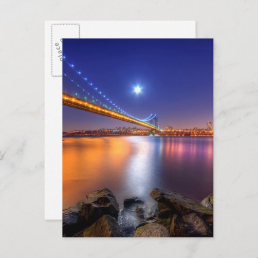 Twilight, George Washington Bridge, Palisades, NJ. Postkarte (Vorne/Hinten)