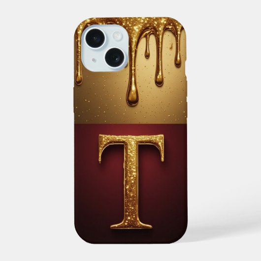 💎 Twilight Glitter T Monogram Tropf Luxus iPhone 15 Hülle (Rückseite)