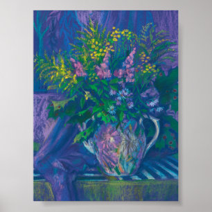 Twilight & Goldenrod Wildblumen Pastellfarben Poster