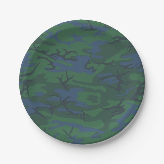 Twilight Green Camouflage Pappteller (Vorderseite)
