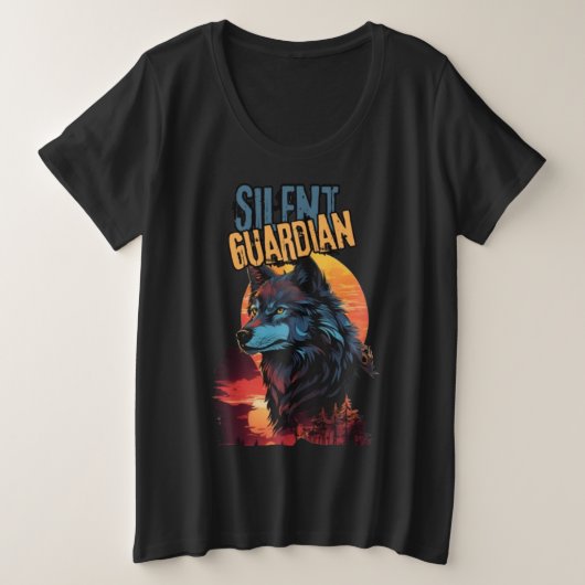Twilight Guardian: Blauer Wolf in der Dämmerung Große Größe T-Shirt (Design vorne)