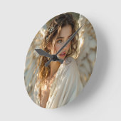 Twilight Guardian - Engel der Gilded Wings Runde Wanduhr (Winkel)