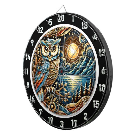 Twilight Guardian Owl Dartboard Art Dartscheibe (Vorderseite rechts)