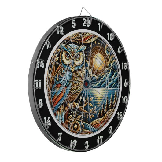 Twilight Guardian Owl Dartboard Art Dartscheibe (Vorderseite Links)