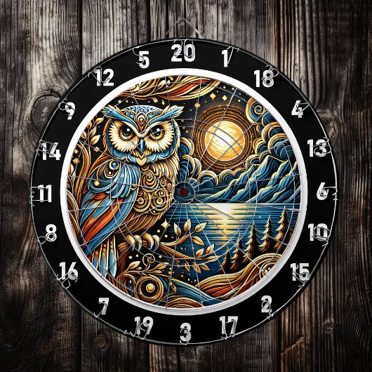 Twilight Guardian Owl Dartboard Art Dartscheibe