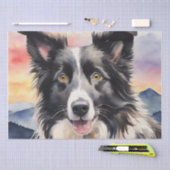 Twilight Harmony: Border Collie Decoupage Seidenpapier (Handwerk)