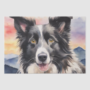 Twilight Harmony: Border Collie Decoupage Seidenpapier