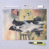 Twilight Harmony: Border Collie Decoupage Seidenpapier (Handwerk)