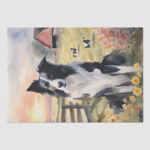 Twilight Harmony: Border Collie Decoupage Seidenpapier