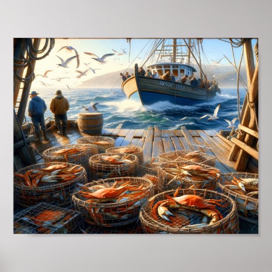 Twilight Harvest Fischer sammeln Krebse 10x8 Poster (Vorne)