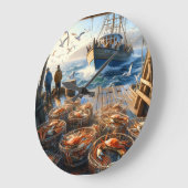 Twilight Harvest Fischer sammeln Krebse Große Wanduhr (Winkel)