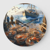 Twilight Harvest Fischer sammeln Krebse Große Wanduhr (Vorderseite)