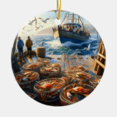 Twilight Harvest Fischer sammeln Krebse Keramik Ornament (Vorne)