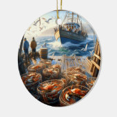 Twilight Harvest Fischer sammeln Krebse Keramik Ornament (Links)