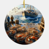 Twilight Harvest Fischer sammeln Krebse Keramik Ornament (Hinten)