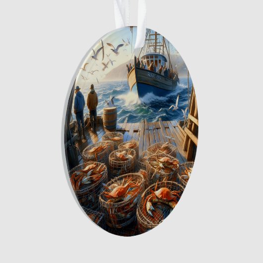 Twilight Harvest Fischer sammeln Krebse Ornament (Vorderseite)