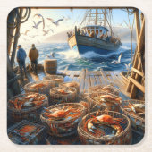 Twilight Harvest Fischer sammeln Krebse Rechteckiger Pappuntersetzer (Vorderseite)