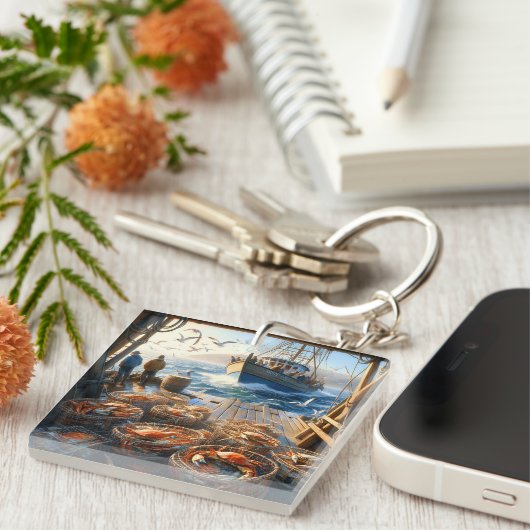 Twilight Harvest Fischer sammeln Krebse Schlüsselanhänger (Vorderseite rechts)