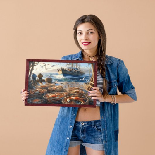 Twilight Harvest Fishermen sammeln Krabben 16x12 Poster