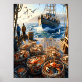 Twilight Harvest Fishermen sammeln Krebse 12x16 Poster (Vorne)