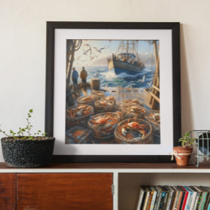 Twilight Harvest Fishermen sammeln Krebse 18x24 Poster