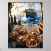 Twilight Harvest Fishermen sammeln Krebse 18x24 Poster (Vorne)