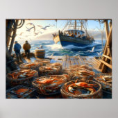 Twilight Harvest Fishermen sammeln Krebse 24x18 Poster (Vorne)
