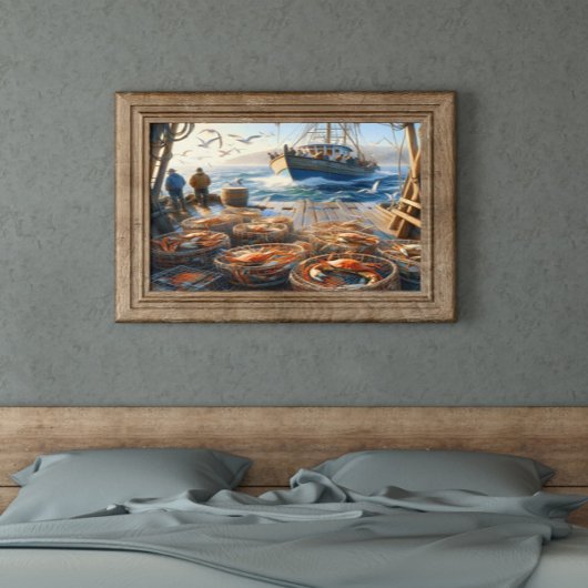 Twilight Harvest Fishermen sammeln Krebse 24x18 Poster