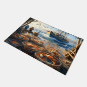 Twilight Harvest Fishermen sammeln Krebse 36x24 Fußmatte (Schrägansicht)