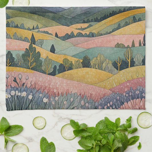 Twilight Hillside Geschirrtuch (Gefaltet)