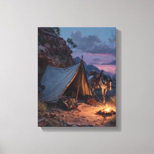 Twilight Horse Camp Canyon Sonnenuntergang Kunst Leinwanddruck