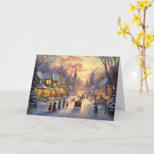 Twilight im Weihnachtsdorf Karte (Gelbe Blume)