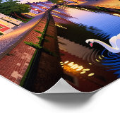 Twilight in Bruges Canals Poster (Ecke)
