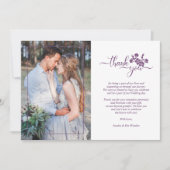 Twilight Lavender Floral Wreath Photo Wedding Dankeskarte (Vorderseite)