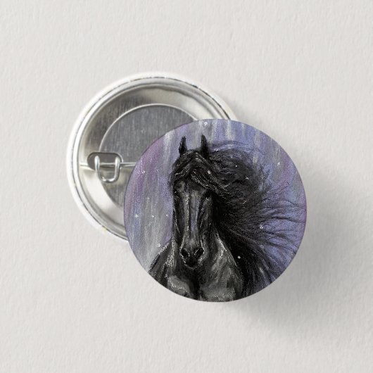 TWILIGHT MAGIC Friesian Horse Button (Vorne & Hinten)